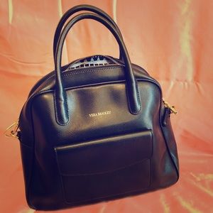 Vera Bradley Black Leather Messenger Bag